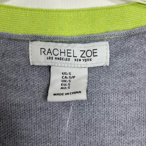 NWT Rachel Zoe Stripe Silver Button Cardigan S Grey Green - Picture 5 of 10